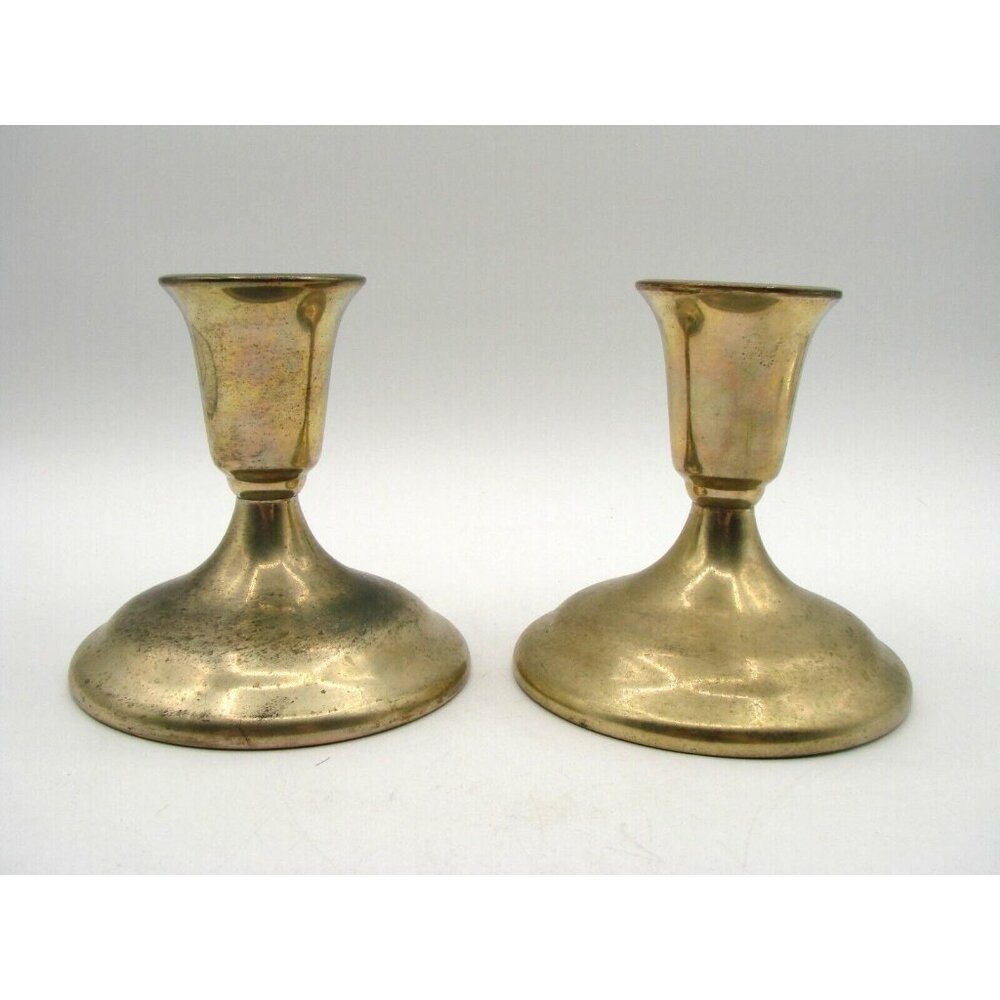 International Silver Co Candlestick Holders Lot 2 Shorties 4" Home Decor Vintage